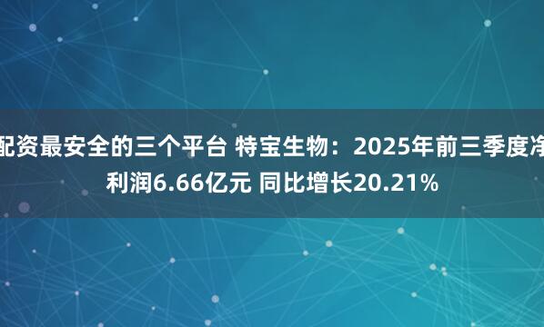配资最安全的三个平台 特宝生物：2025年前三季度净利润6.66亿元 同比增长20.21%